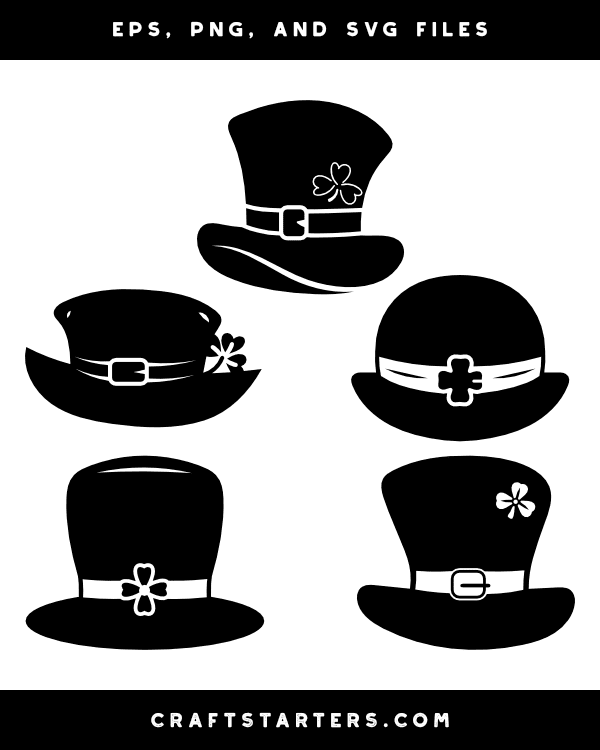 Detailed Leprechaun Hat Silhouette Clip Art