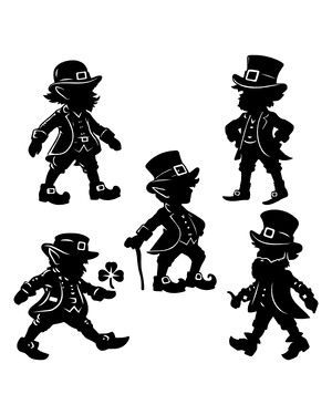 Detailed Leprechaun Silhouette Clip Art