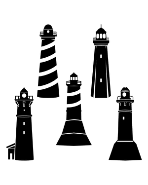 Detailed Lighthouse Silhouette Clip Art