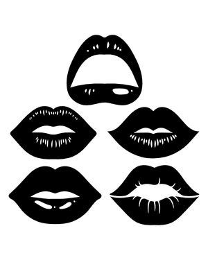 Detailed Lips Silhouette Clip Art
