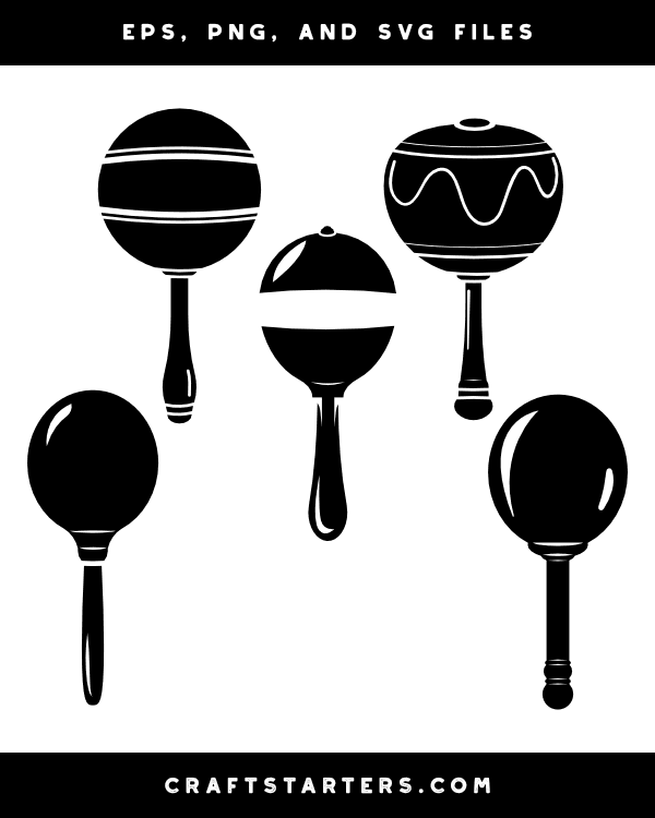 Detailed Maracas Silhouette Clip Art