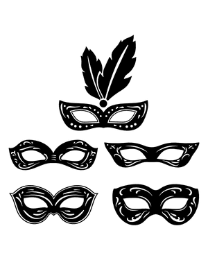 Detailed Mardi Gras Mask Silhouette Clip Art