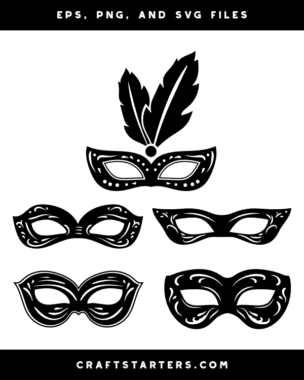 Detailed Mardi Gras Mask Silhouette Clip Art