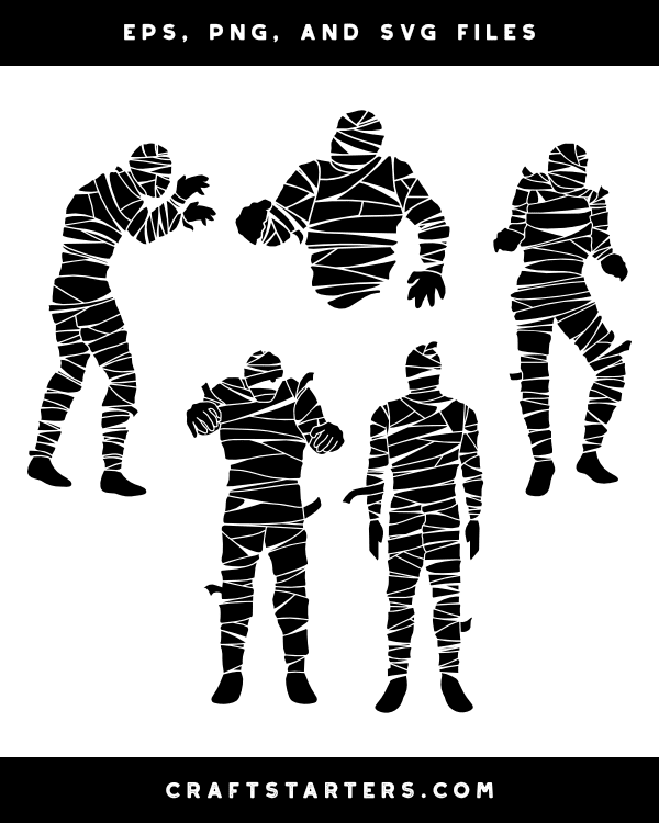 Detailed Mummy Silhouette Clip Art