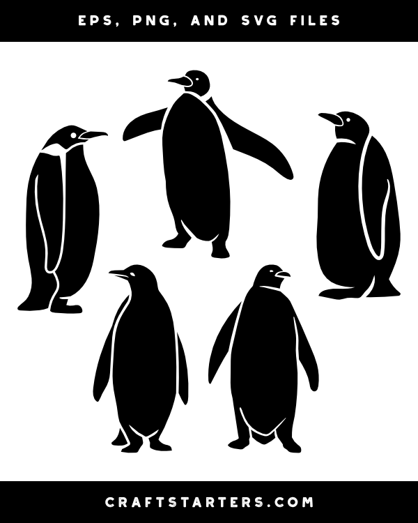 Detailed Penguin Silhouette Clip Art