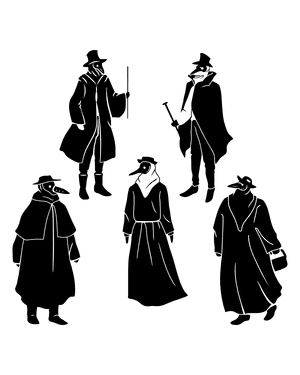 Detailed Plague Doctor Silhouette Clip Art