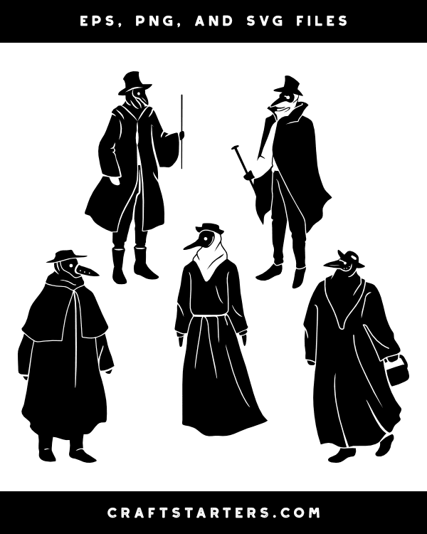 Detailed Plague Doctor Silhouette Clip Art