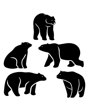 Detailed Polar Bear Silhouette Clip Art