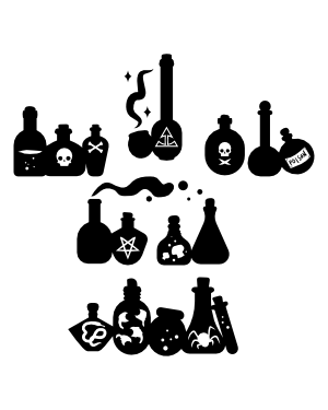 Detailed Potions Silhouette Clip Art