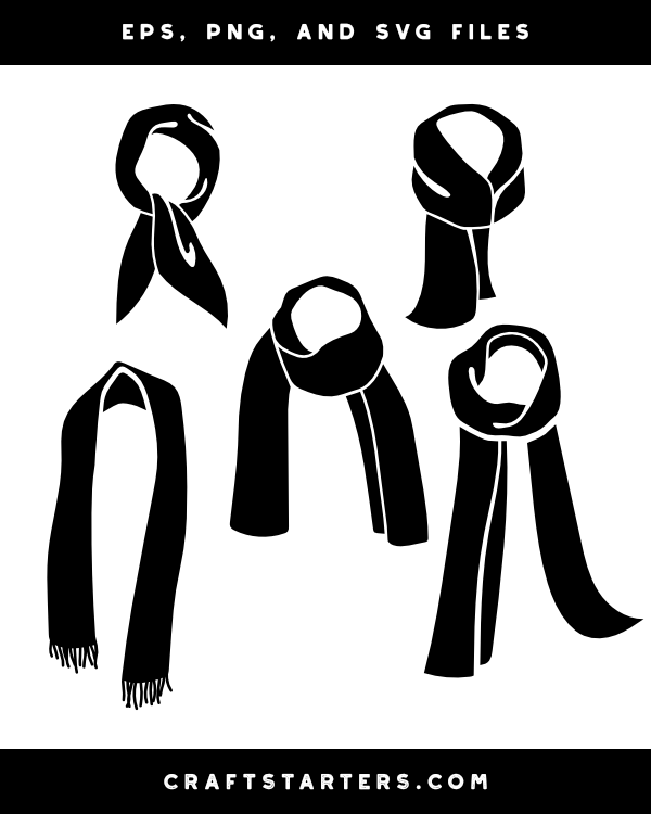 Detailed Scarf Silhouette Clip Art