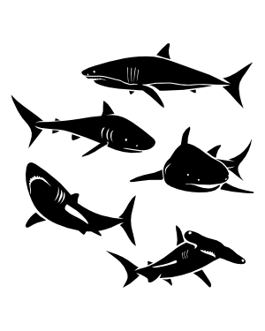 Detailed Shark Silhouette Clip Art