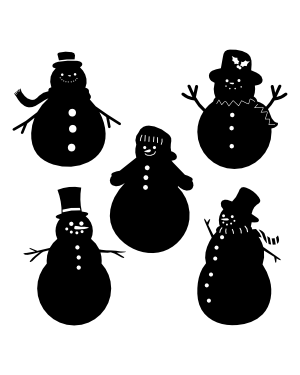 Detailed Snowman Silhouette Clip Art