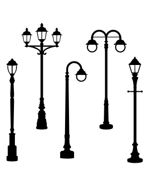 Detailed Street Lamp Silhouette Clip Art