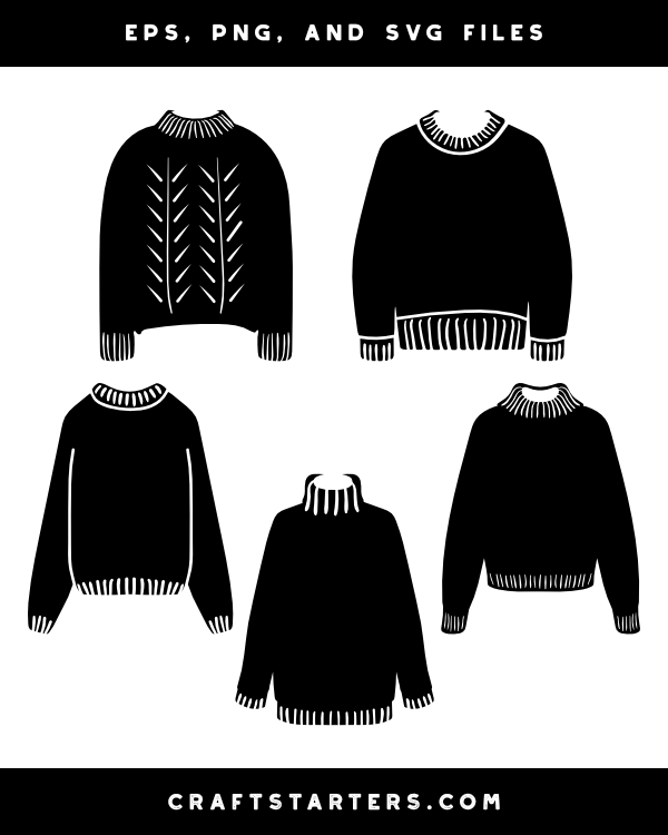 Detailed Sweater Silhouette Clip Art