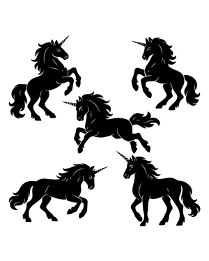 Detailed Unicorn Silhouette Clip Art