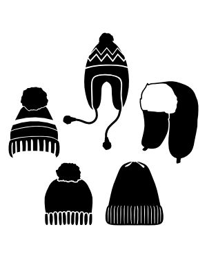 Detailed Winter Hat Silhouette Clip Art