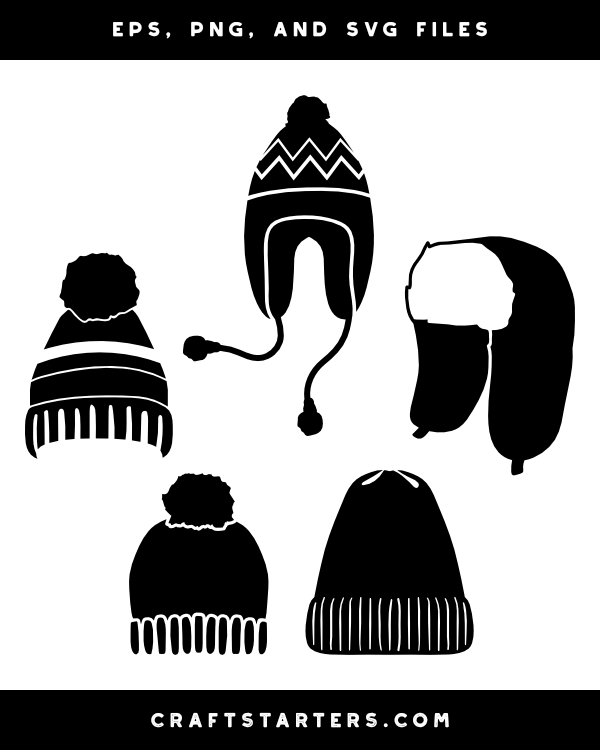 Detailed Winter Hat Silhouette Clip Art