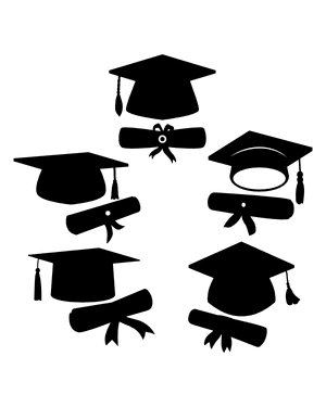 Diploma and Graduation Cap Silhouette Clip Art