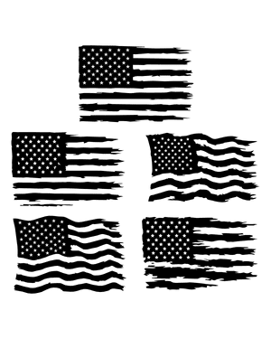 Distressed American Flag Silhouette Clip Art