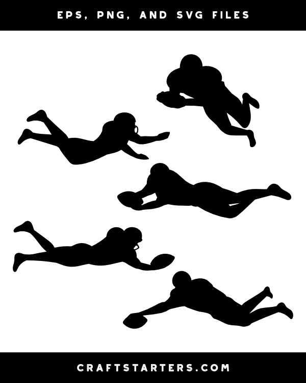 Diving Football Player Silhouette Clip Art