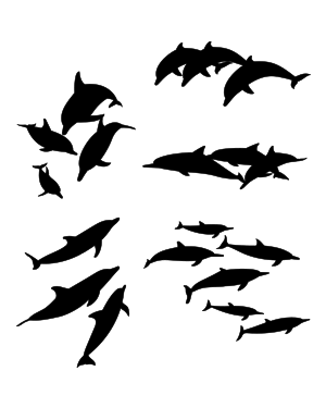 Dolphin Pod Silhouette Clip Art