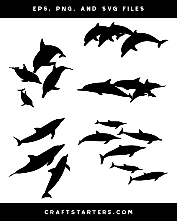 Dolphin Pod Silhouette Clip Art