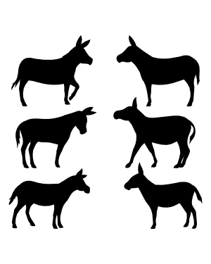 Donkey Side View Silhouette Clip Art