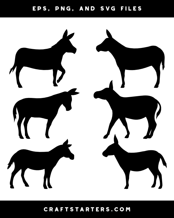 Donkey Side View Silhouette Clip Art
