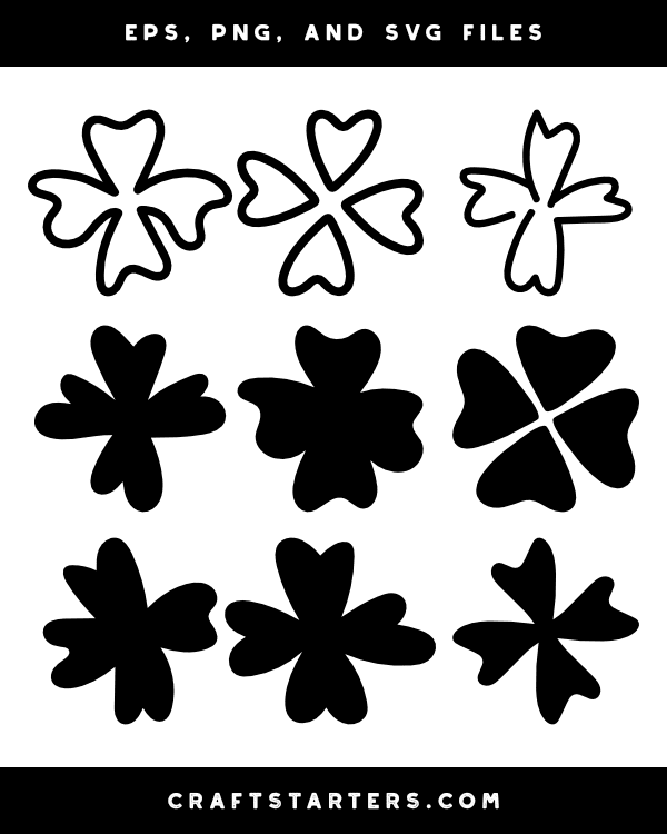 Doodle Four Leaf Clover Silhouette Clip Art