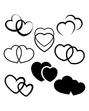 Double Hearts Silhouette Clip Art