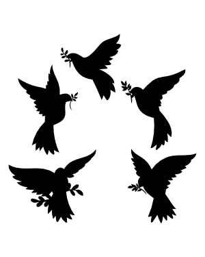 Dove and Olive Branch Silhouette Clip Art
