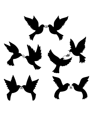 Doves Carrying Wedding Rings Silhouette Clip Art