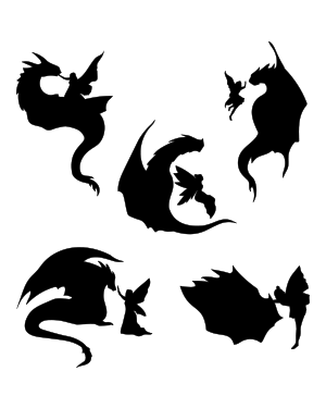 Dragon And Fairy Silhouette Clip Art
