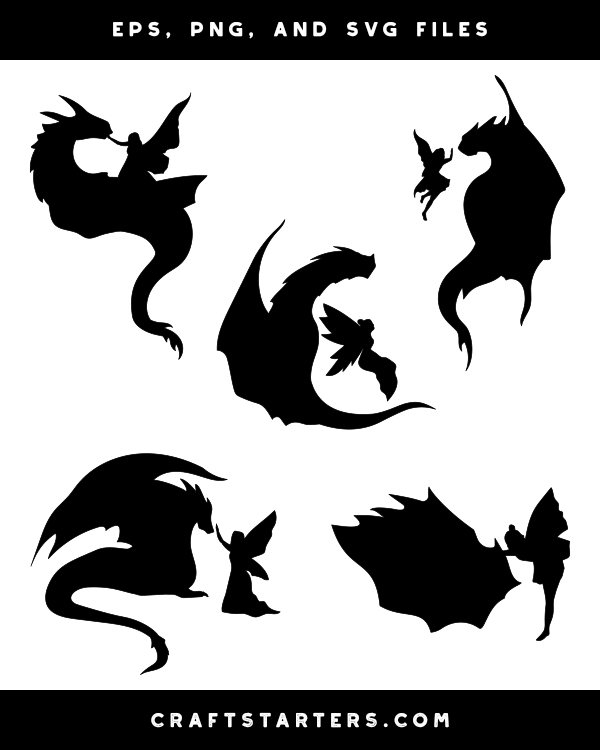 Dragon And Fairy Silhouette Clip Art