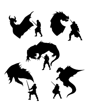 Dragon And Knight Silhouette Clip Art