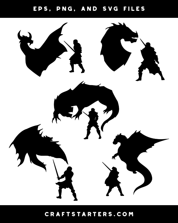 Dragon And Knight Silhouette Clip Art
