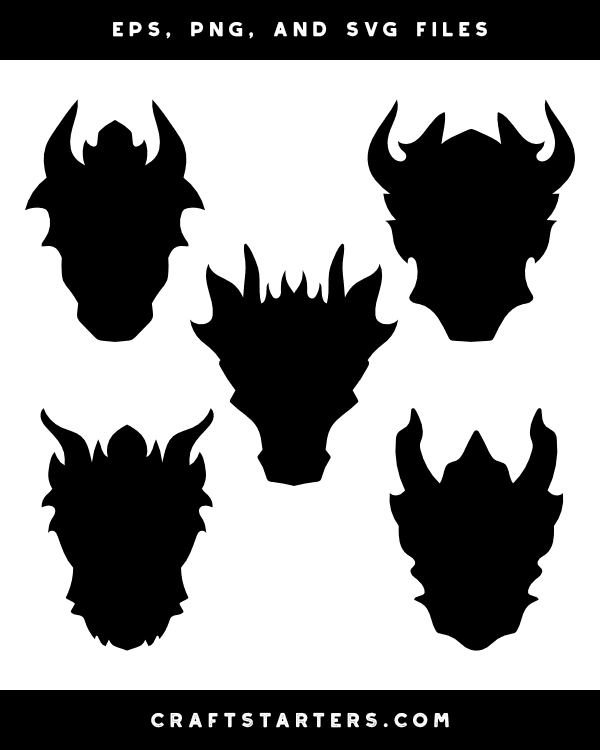 Dragon Head Front View Silhouette Clip Art