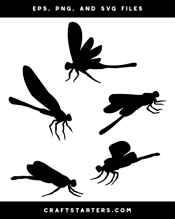 Dragonfly Side View Silhouette Clip Art