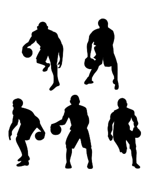 Dribbling Basketball Player Silhouette Clip Art