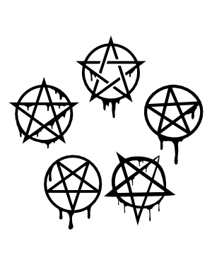 Dripping Pentagram Silhouette Clip Art