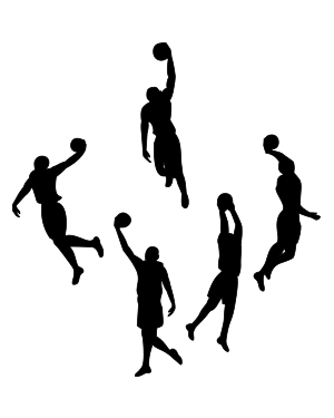 Dunking Basketball Player Silhouette Clip Art