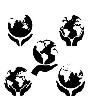 Earth and Hands Silhouette Clip Art