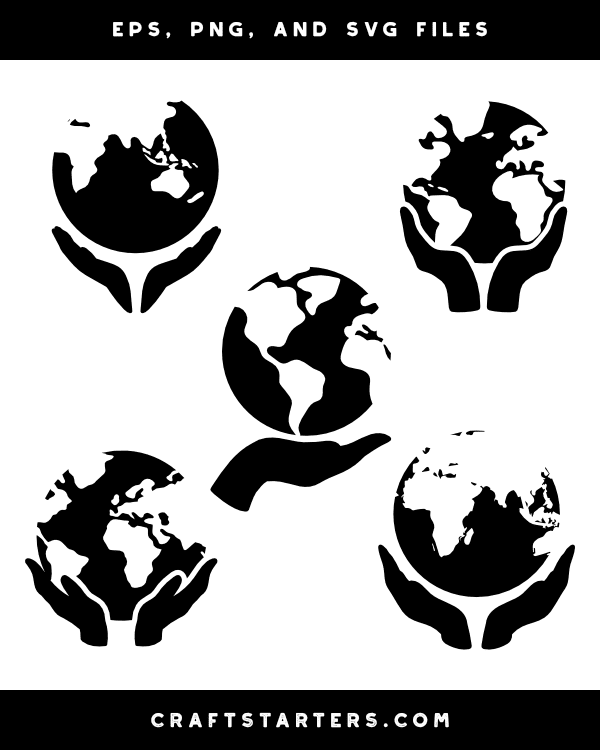 Earth and Hands Silhouette Clip Art
