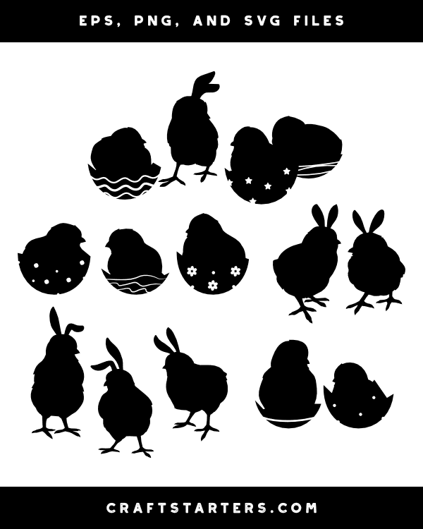 Easter Chicks Silhouette Clip Art
