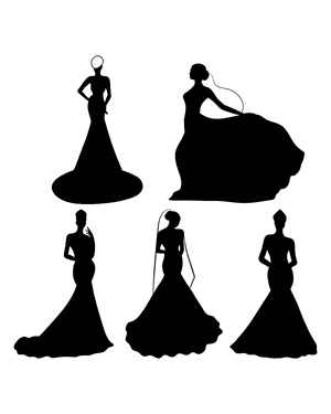 Elegant Bride Silhouette Clip Art