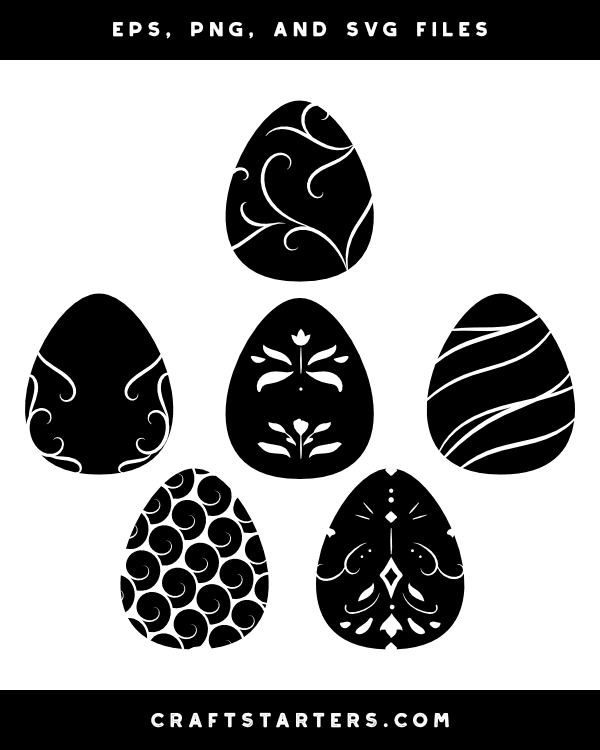 Elegant Easter Egg Silhouette Clip Art