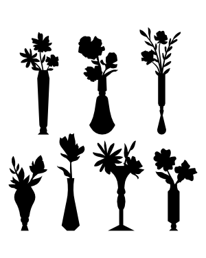 Elegant Flower Vase Silhouette Clip Art