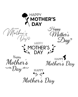 Elegant Happy Mother's Day Silhouette Clip Art