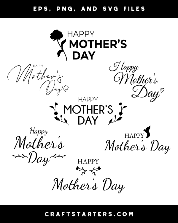 Elegant Happy Mother's Day Silhouette Clip Art