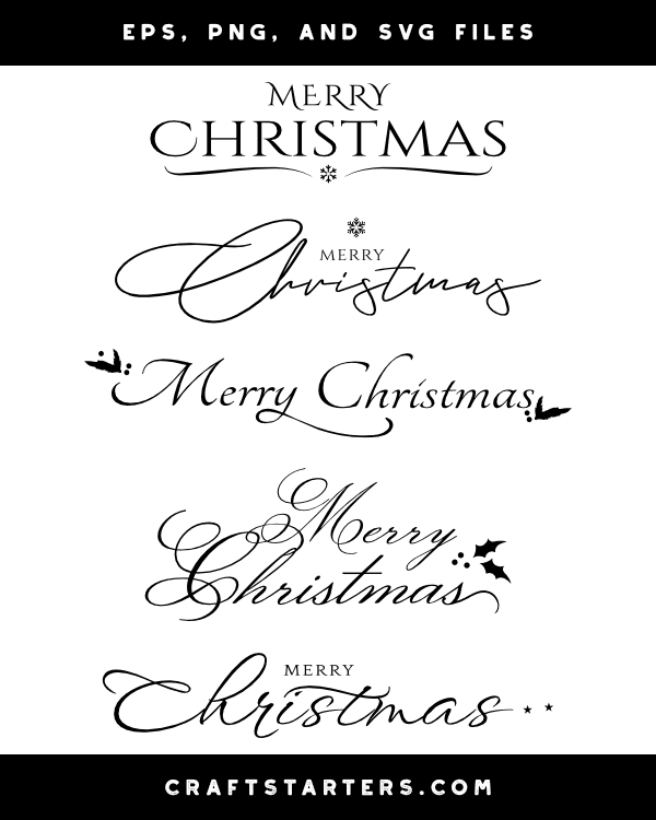 Elegant Merry Christmas Silhouette Clip Art